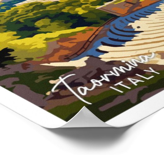 Taormina Italië Reizen illustratie Poster (Hoek)