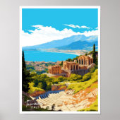 Taormina Italië Reizen illustratie Poster (Voorkant)