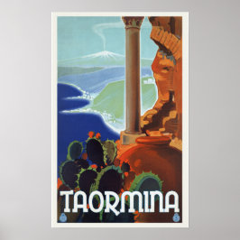 Taormina Italië - Vintage Travel Poster