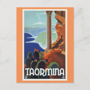 Taormina Italy Vintage Travel Europe Briefkaart