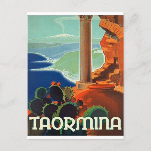 Taormina, landschap, Italië, oud briefkaart (Voorkant)