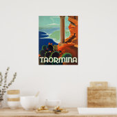 Taormina, paysage, Italie, affiche de voyage vinta (Cuisine)