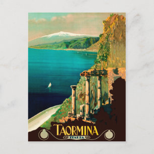Taormina, Sicilië, Italië, uitzicht op de kust Briefkaart