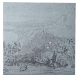 Taormina, uit de "Uitzichten van Sicilië" (krijk Tegeltje