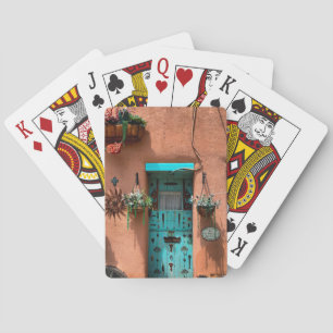 Taos Adobe Blue-deur New Mexico Pokerkaarten