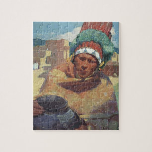 Taos Indian Holding a Water Jug van Blumenschein Legpuzzel