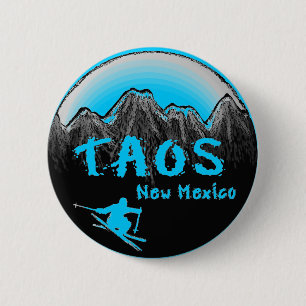 Taos New Mexico artistieke skier Ronde Button 5,7 Cm