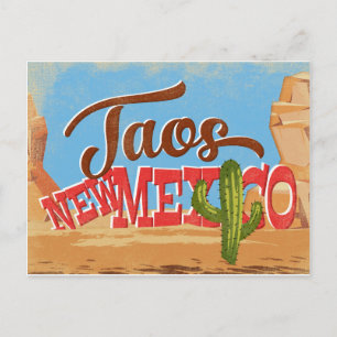 Taos New Mexico Cartoon Desert Vintage Travel Briefkaart