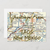 Taos New Mexico  Map Briefkaart (Voorkant / Achterkant)