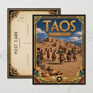 Taos New Mexico Vintage Art Deco Gouden Tijdperk Briefkaart