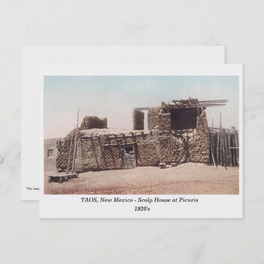 Taos NM, Scalp House à Picouris, ancienne carte po (Devant / Derrière)