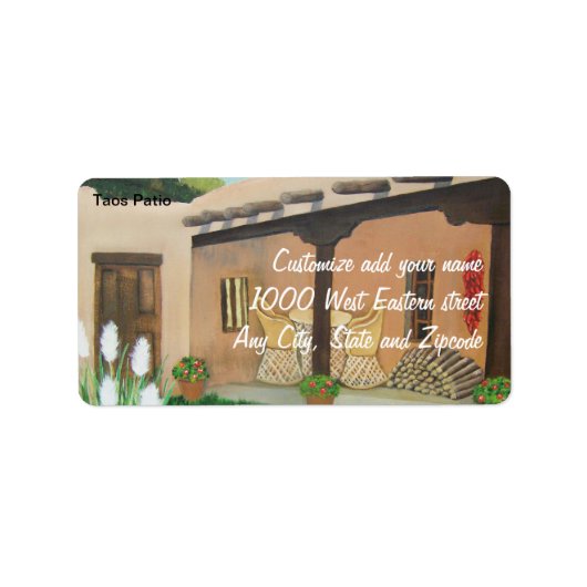 Taos Patio ~ Landschap Etiket (Voorkant)