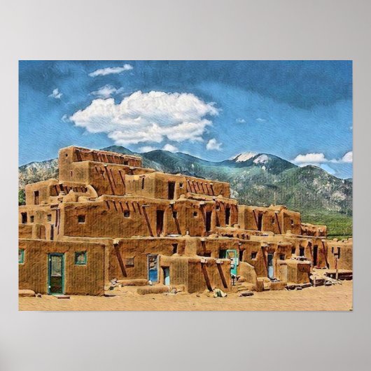 Taos Pueblo, New Mexico Poster (Voorkant)