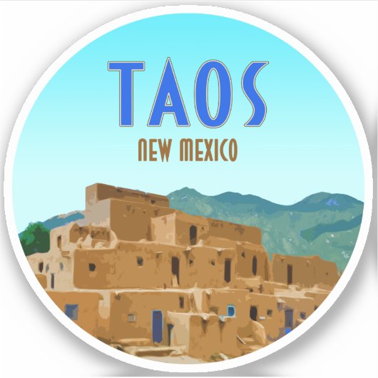 Taos Pueblos New Mexico Sticker (Voorkant)