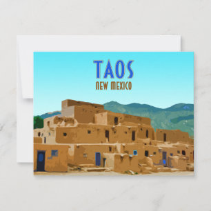 Taos Pueblos Nouveau-Mexique Carte Vintage Flat