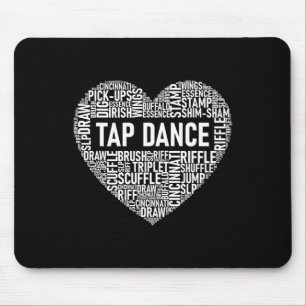 Tap Dance - hartvormige Word Cloud Tap Dancing Muismat