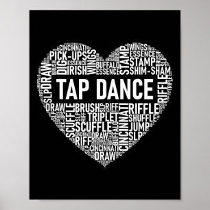 Tap Dance - hartvormige Word Cloud Tap Dancing Poster