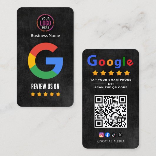 Tap to Review Google Review QR Code Google Ratings Visitekaartje (Voorkant / Achterkant)