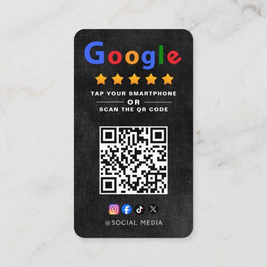 Tap to Review Google Review QR Code Google Ratings Visitekaartje (Achterkant)
