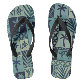 Tapa Blues Hawaiian Petroglyph Warriors Teenslippe Teenslippers