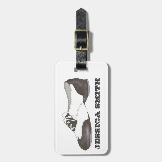 Tapdans dans-dans zwart-wit Tapford-stang Bagagelabel (Voorkant verticaal)