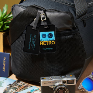 Tape Retro Zoek voor Cassette 80s Party Bagagelabel