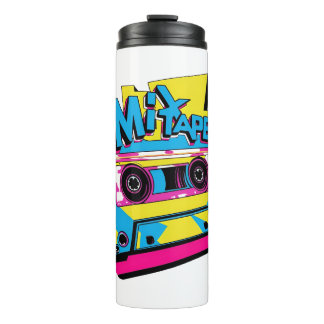 Tape-vibes mengen | Retro 80s Neon Cassette Thermosbeker