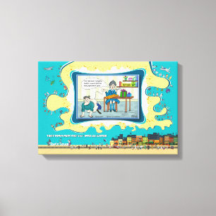 Tape Worm Granny Absurde Visuele Humor 18x12 Canvas Afdruk