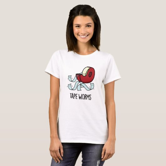 Tape Worms Funny Sticky Tape Puns T-shirt (Voorkant volledig)