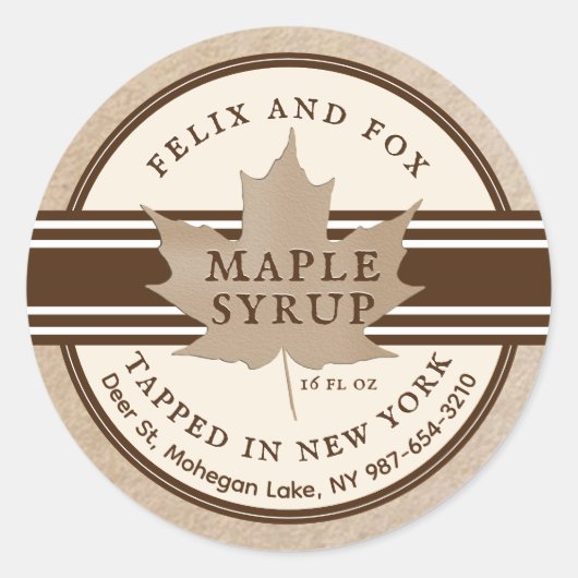 Tapel in New York Maple Syrup Label Antiek White (Voorkant)