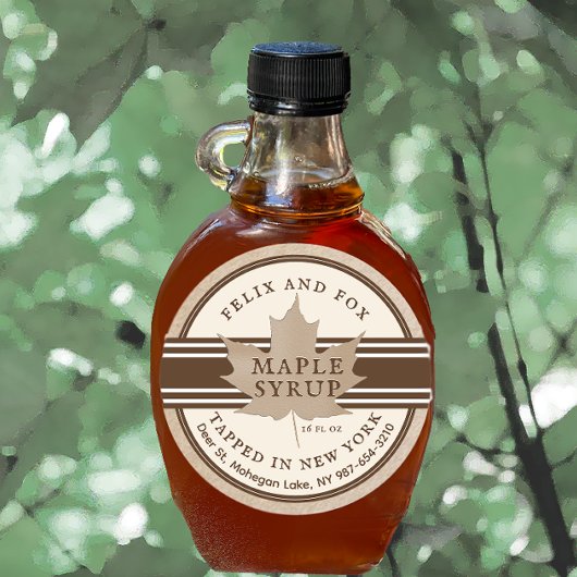 Tapel in New York Maple Syrup Label Antiek White