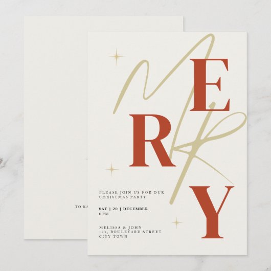 Taper une invitation élégante de Joyeux Noël (Devant / Derrière)