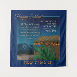 Tapestry Happy Sukkot Hebrew English Bijbelse Vers Wandkleed