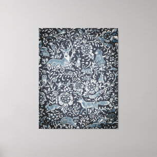 Tapestry look Large Blue White Woodland Animal Art Canvas Afdruk