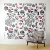 Tapestry, Red en Black, Quilting, Patchwork Wandkleed (In Situ (horizontaal))