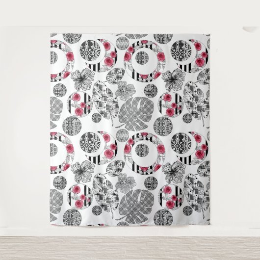 Tapestry, Red en Black, Quilting, Patchwork Wandkleed (Voorkant)