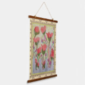 Tapestry - Red Flowers White Fence 2 Hangend Wandkleed (Gebogen)