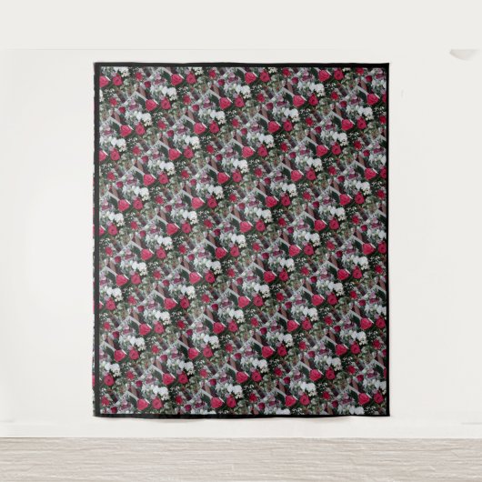 Tapestry White en Red Rosas Wandkleed (Voorkant)