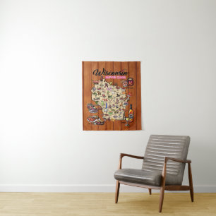 Tapestry - Wisconsin Supper Club Map Wandkleed