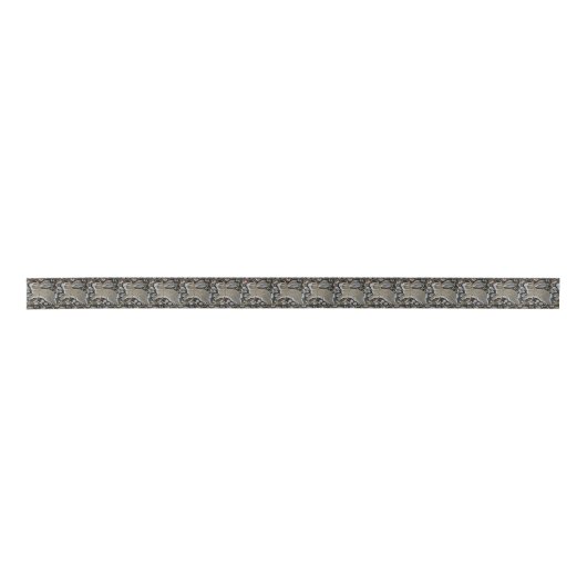 Tapeststijl Grauwe kerstcadeaubonen met konijn Lint (Voorkant)