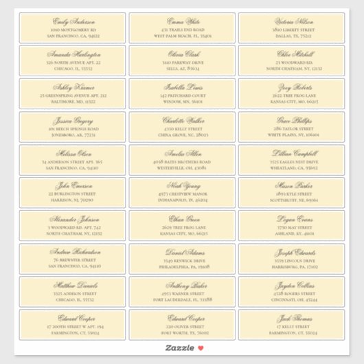 Tapez les noms des invités adresse. étiquette d'ex (Feuille)