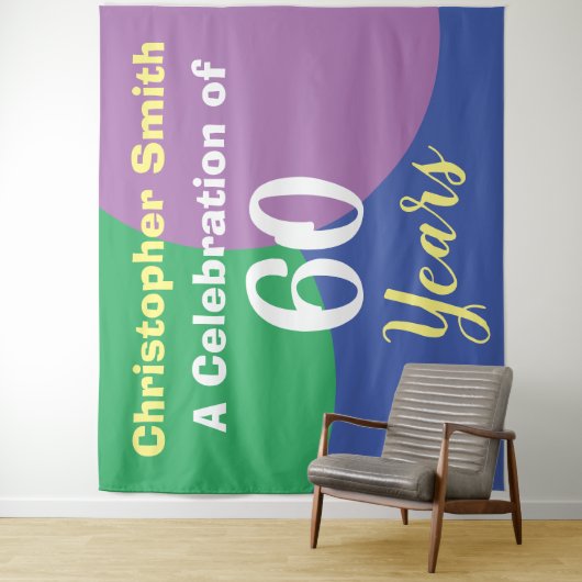 Tapeztrei voor verjaardagsfeestje 60 jaar wandkleed (In situ)