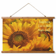 Tapijt Gele Zonnebloemen Motto Houten Bovenkant