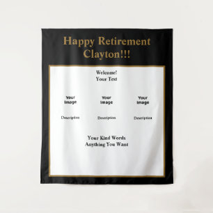 Tapijt met foto voor verjaardagsfeest pensionering wandkleed