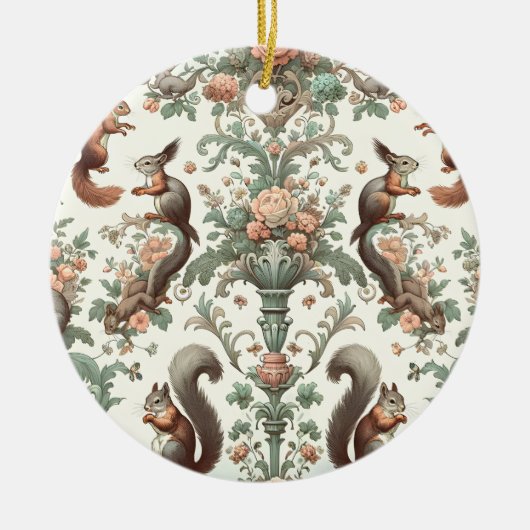 tapijt van Victoriaans boseekhoorns Keramisch Ornament (Voorkant)