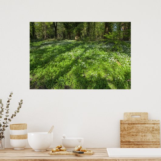 Tapijt van wilde knoflook met boomschaduwen poster (Keuken)