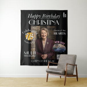 Tapijt Verjaardag Custom Tijdschrift Omslag Achter Wandkleed