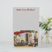 tapijtschelp met ingeblikte ham Camper Camp Briefpapier (Staand voorkant)