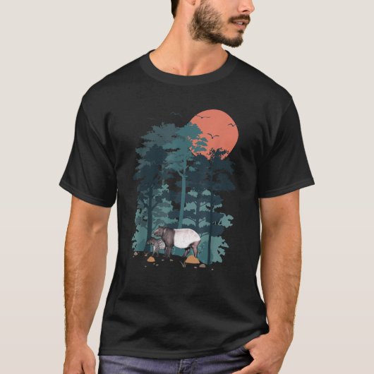 Tapir Mountain Pine Tree Sky Birds are Flying Fore T-shirt (Voorkant)
