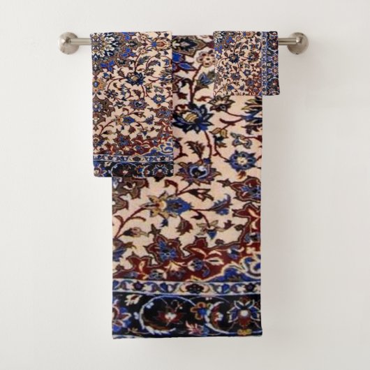 Tapis bleu turc persan antique (En situation)